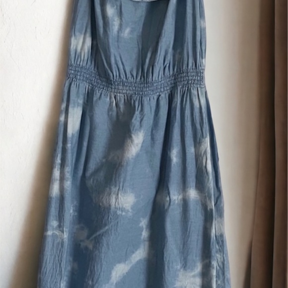 MAX JEANS maxi dress, size XL, bleached chambray embroidery preowned - Picture 4 of 14